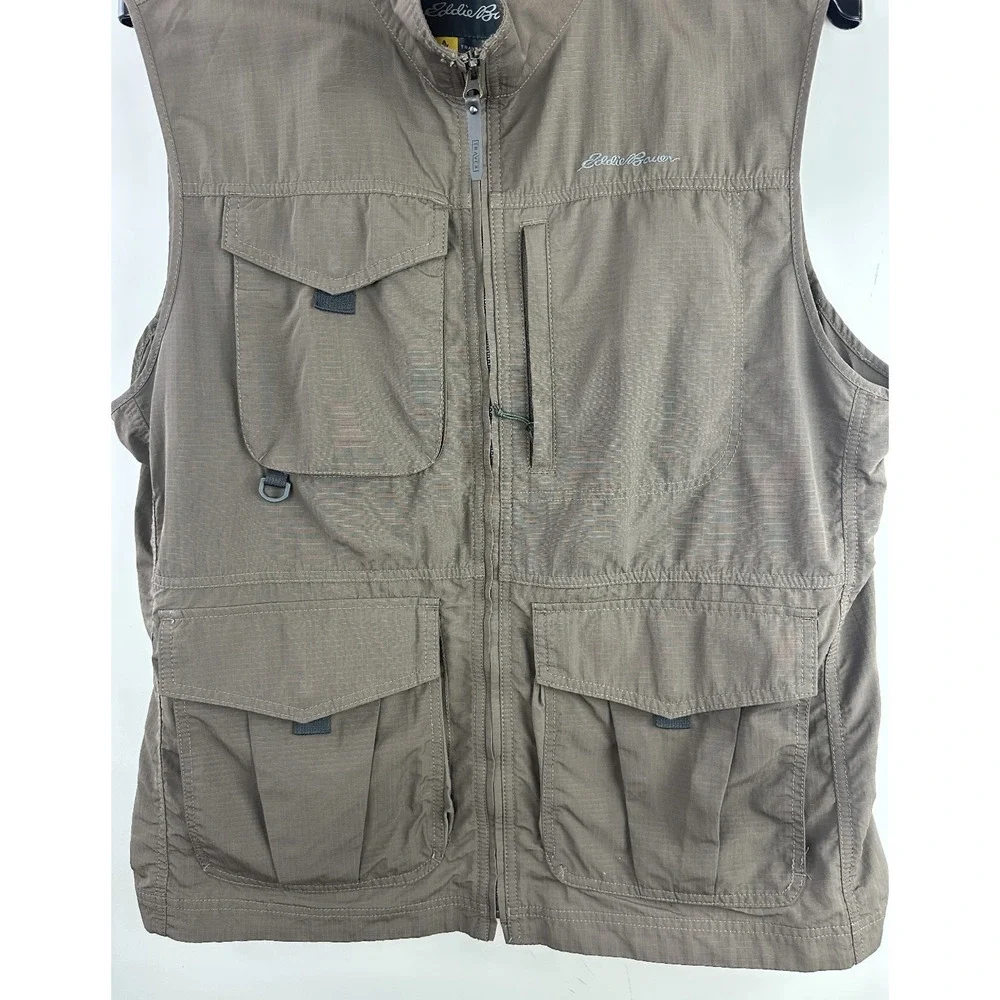 Eddie Bauer Travex Vest Multi Pocket Utility Outdoor Full Zip Ripstop Mens Large - Picture 3 of 12
